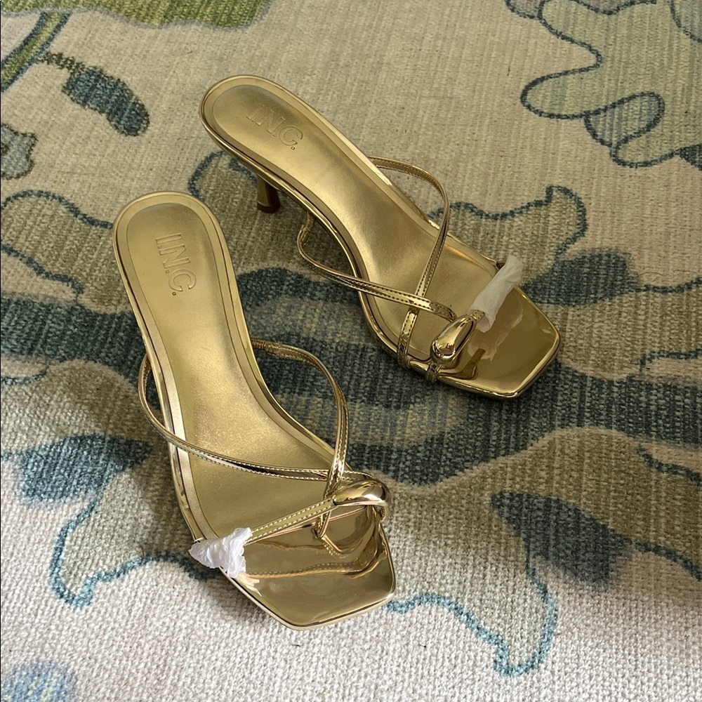 INC International Concepts Metallic Gold Strappy Heels
